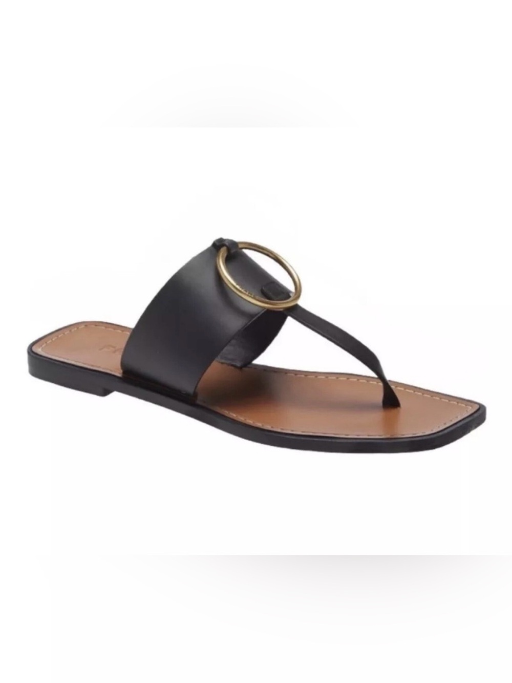 FRAME Leather Ring Detail Toe Ring Sandals Black EU 37